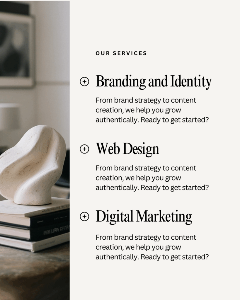 Instagram post ideas for entrepreneurs showcased in the Vienna Canva Template Pack. Refined, neutral designs for service-based brands.